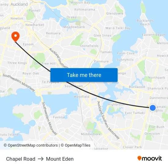Chapel Road to Mount Eden map
