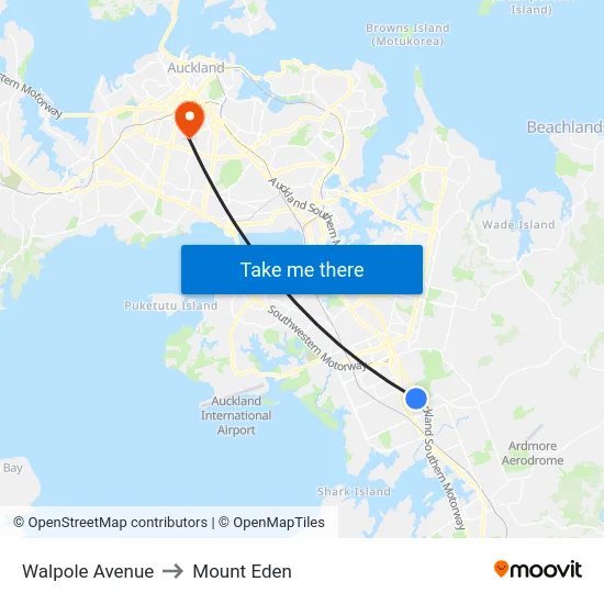 Walpole Avenue to Mount Eden map