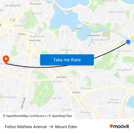 Felton Mathew Avenue to Mount Eden map