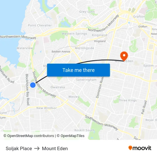 Soljak Place to Mount Eden map