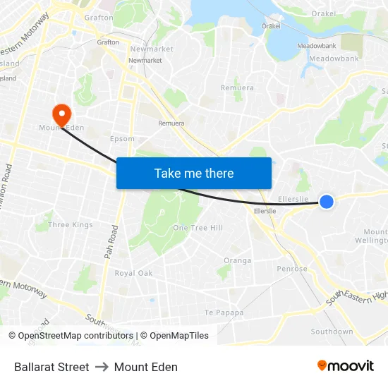 Ballarat Street to Mount Eden map