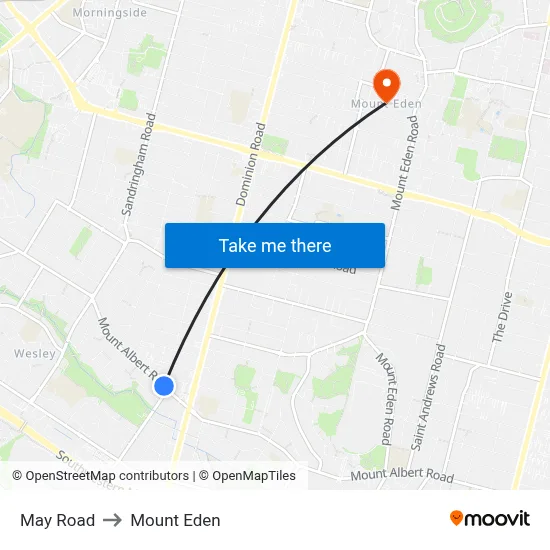 May Road to Mount Eden map