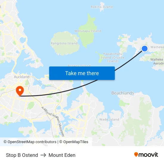 Stop B Ostend to Mount Eden map