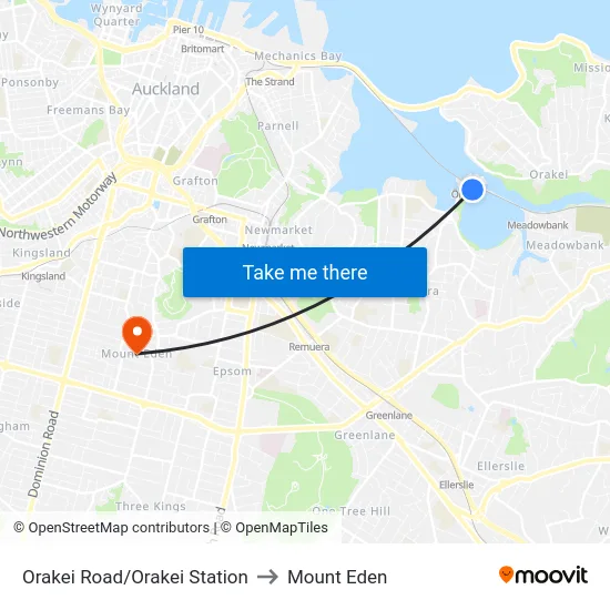 Orakei Road/Orakei Station to Mount Eden map