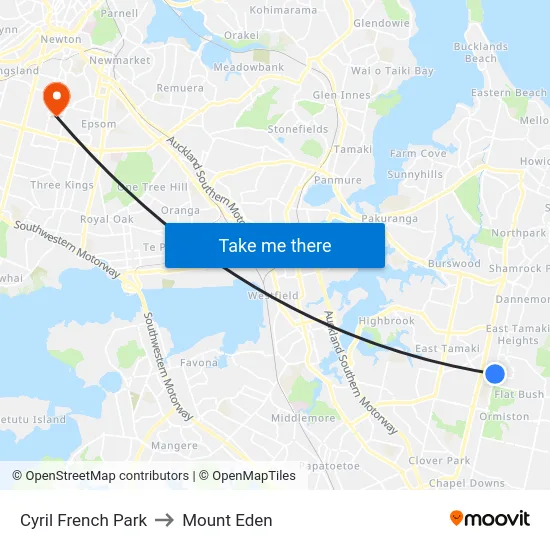 Cyril French Park to Mount Eden map