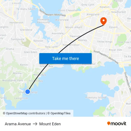 Arama Avenue to Mount Eden map