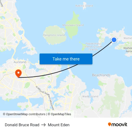 Donald Bruce Road to Mount Eden map