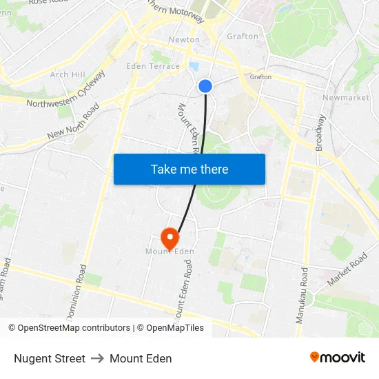 Nugent Street to Mount Eden map