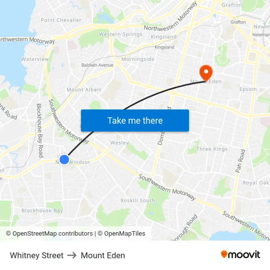 Whitney Street to Mount Eden map