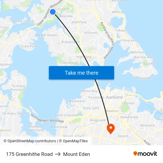 175 Greenhithe Road to Mount Eden map