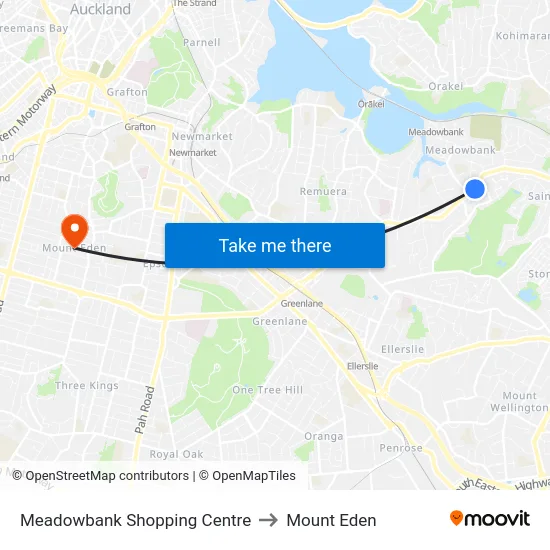 Meadowbank Shopping Centre to Mount Eden map