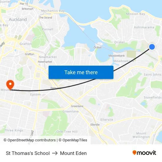 St Thomas's School to Mount Eden map