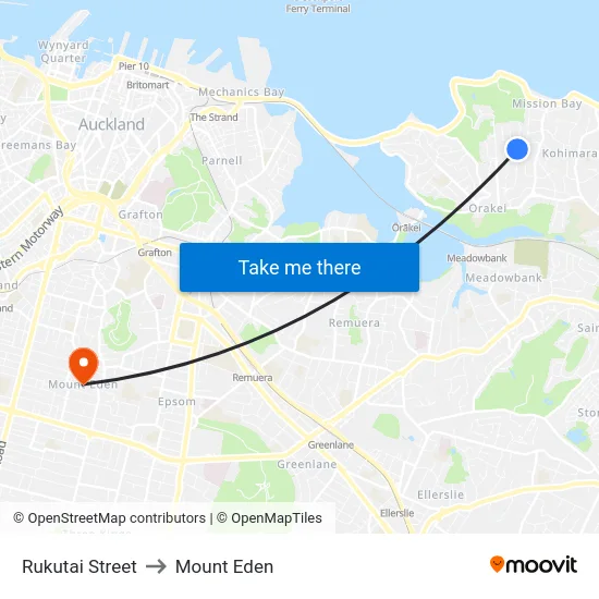 Rukutai Street to Mount Eden map