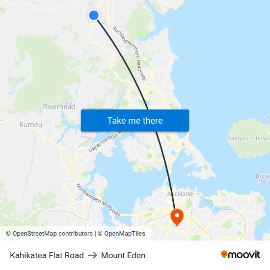 Kahikatea Flat Road to Mount Eden map