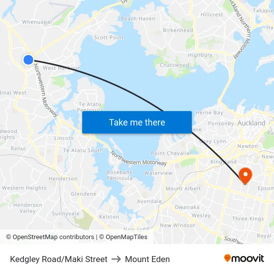 Kedgley Road/Maki Street to Mount Eden map