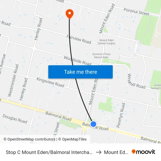 Stop C Mount Eden/Balmoral Interchange to Mount Eden map