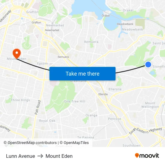 Lunn Avenue to Mount Eden map