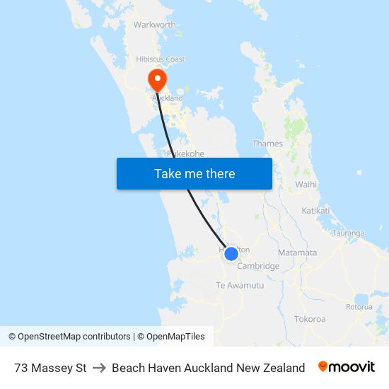 73 Massey St to Beach Haven Auckland New Zealand map