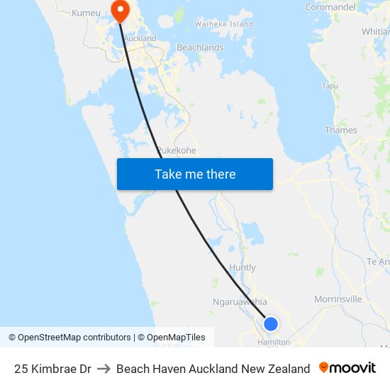 25 Kimbrae Dr to Beach Haven Auckland New Zealand map
