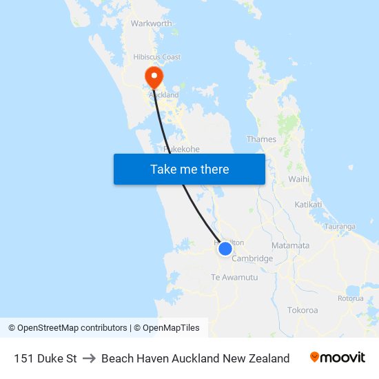 151 Duke St to Beach Haven Auckland New Zealand map