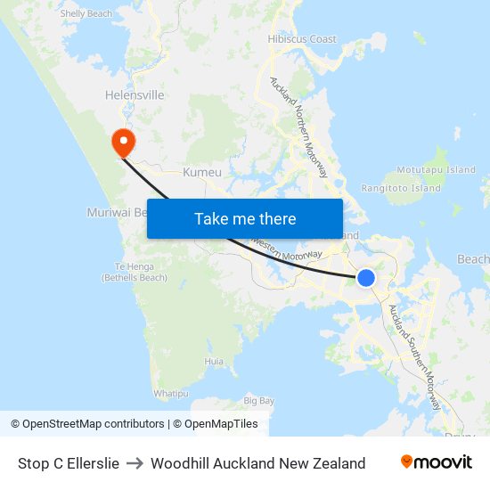 Stop C Ellerslie to Woodhill Auckland New Zealand map