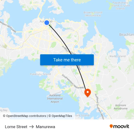 Lorne Street to Manurewa map