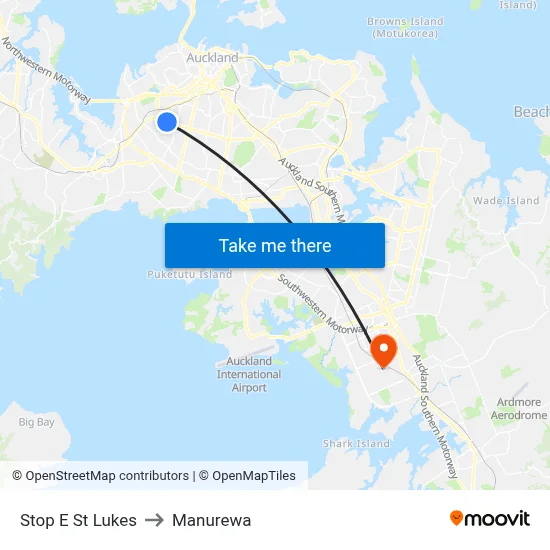 Stop E St Lukes to Manurewa map
