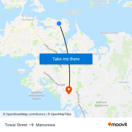 Towai Street to Manurewa map