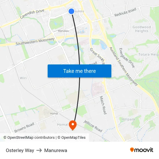Osterley Way to Manurewa map