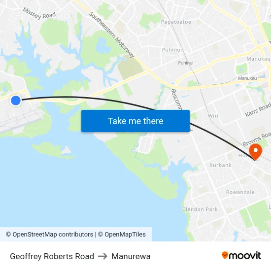 Geoffrey Roberts Road to Manurewa map