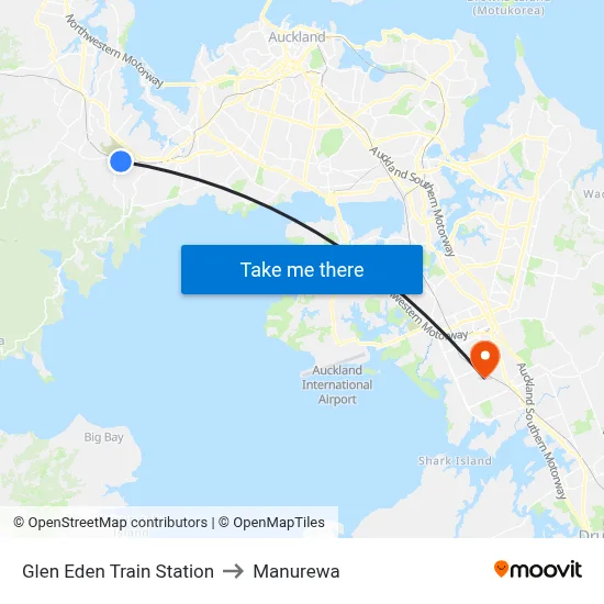 Glen Eden Train Station to Manurewa map