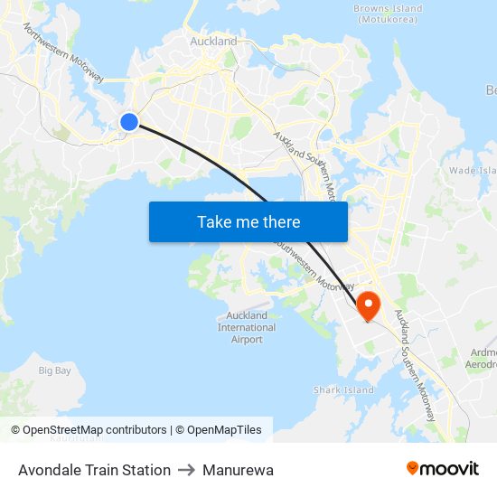 Avondale Train Station to Manurewa map