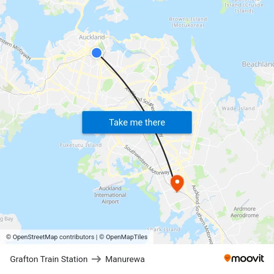 Grafton Train Station to Manurewa map