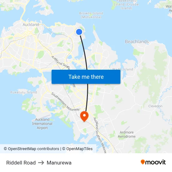 Riddell Road to Manurewa map