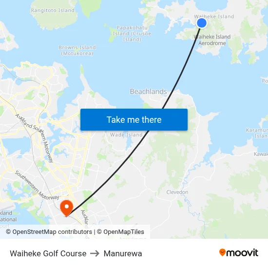 Waiheke Golf Course to Manurewa map