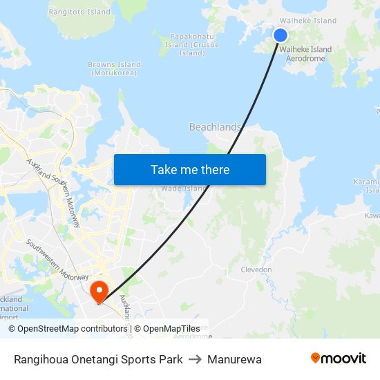 Rangihoua Onetangi Sports Park to Manurewa map