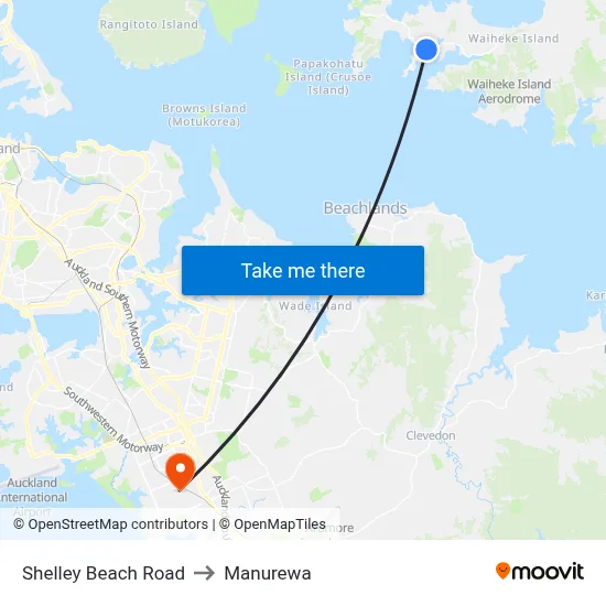 Shelley Beach Road to Manurewa map