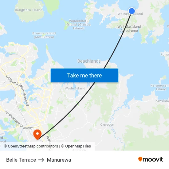 Belle Terrace to Manurewa map