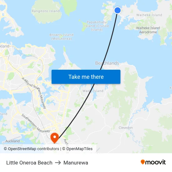 Little Oneroa Beach to Manurewa map