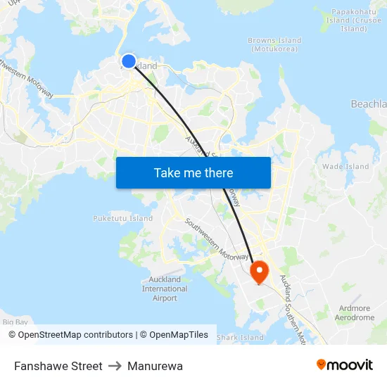 Fanshawe Street to Manurewa map