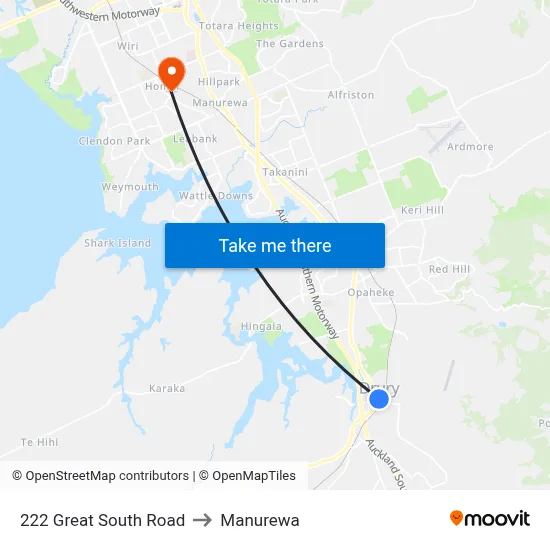 222 Great South Road to Manurewa map
