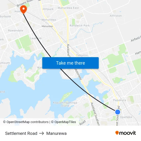 Settlement Road to Manurewa map