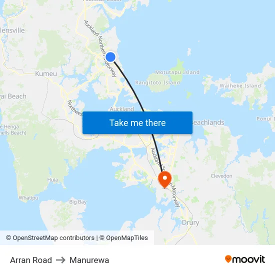 Arran Road to Manurewa map