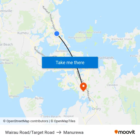 Wairau Road/Target Road to Manurewa map