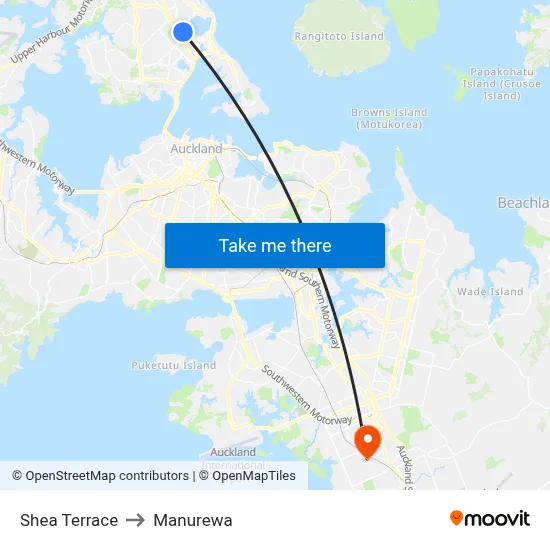 Shea Terrace to Manurewa map