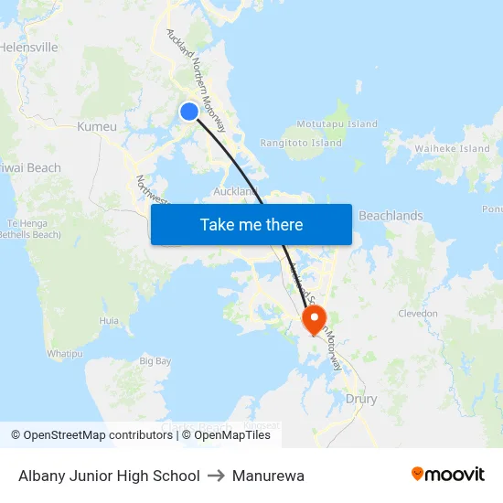 Albany Junior High School to Manurewa map