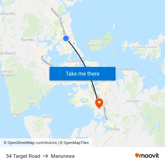 54 Target Road to Manurewa map