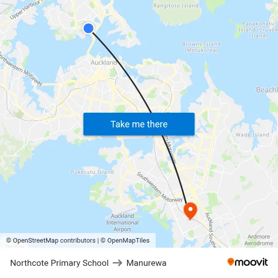 Northcote Primary School to Manurewa map