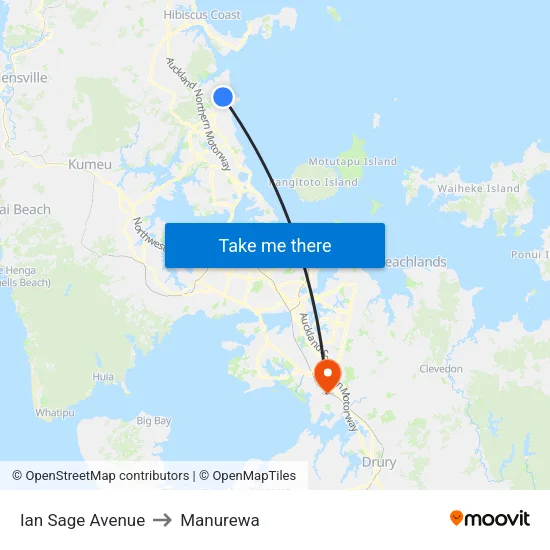 Ian Sage Avenue to Manurewa map