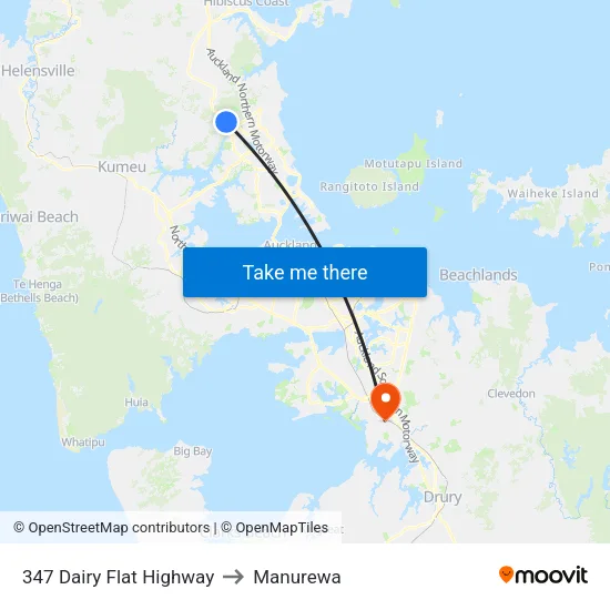 347 Dairy Flat Highway to Manurewa map
